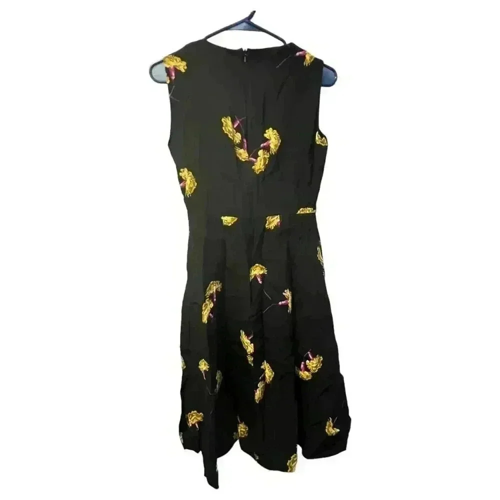 Sportmax Women's Black Floral A-Line Midi Dress Size 12 - Picture 10 of 10